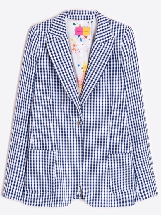 Vilagallo Jackets & Blazers - Vilagallo Gingham Blue and white Blazer